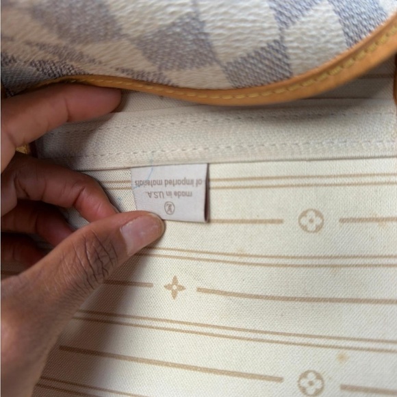 Louis Vuitton Tan and White Checkered Tote - Picture 9 of 13